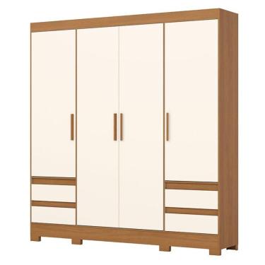 Imagem de Guarda Roupa Casal 04 Portas 04 Gavetas B383 Cinamomo Off White - Henn - Briz