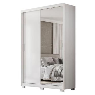 Imagem de Guarda Roupa Casal Riva Branco Amêndola Touch Flex Com Espelho E Pés - Demóbile