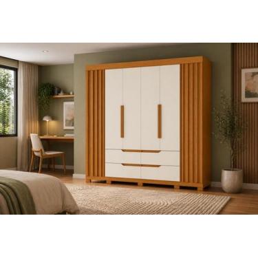 Imagem de Roupeiro Casal Doble 6 Portas e 4 Gavetas - Cinamomo Off White - Albat