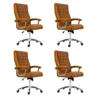 Imagem de Kit 4 Cadeiras Escritório Presidente Ergonômica NR17 material sintétic