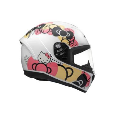 Imagem de Capacete Moto Fechado Peels Hello Kitty Hk Ribbon, Branco com Rosa, 58