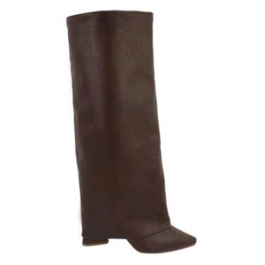 Imagem de Bota Capa Cano Alto Com Bico Fino Marrom-Feminino