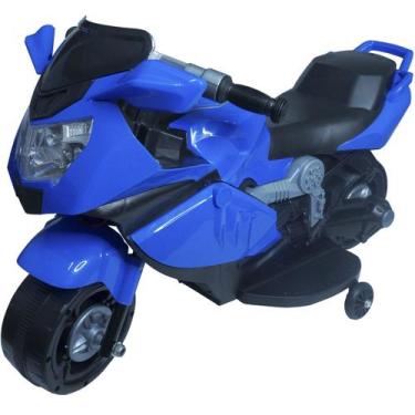 Imagem de Mini Moto Elétrica Triciclo Criança Infantil Azul Bateria 6V Luz Som I