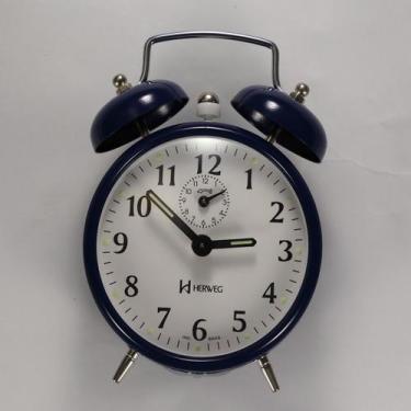 Imagem de Relógio Despertador Mecânico Metal Herweg - 2208, Azul Escuro