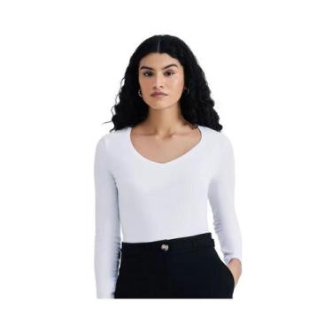 Imagem de Blusinha Hering Feminina Manga Longa 4d8a Branco, EXG, Branco