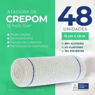 Imagem de Atadura Crepom Faixa Bandagem Elástica 12cm x 1.80m Kit 48 Unidades - 