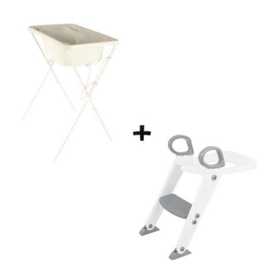 Imagem de Kit banho e desfralde Banheira 25l com suporte dobrável e troninho esc