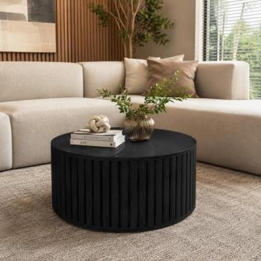 Imagem de Mesa de Centro Decorativa Lua 01 D40cm em Madeira Maciça - Ébano - LIN