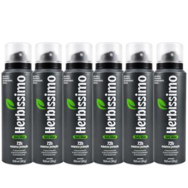 Imagem de Kit 6 Desodorante Herbíssimo Care Masculino Dark Silver 150ml - Dana