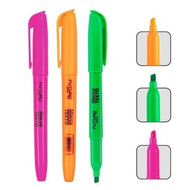 Imagem de Kit Com 3 Marca Texto Cores Mescladas Para Uso Diário Anotações e Orga