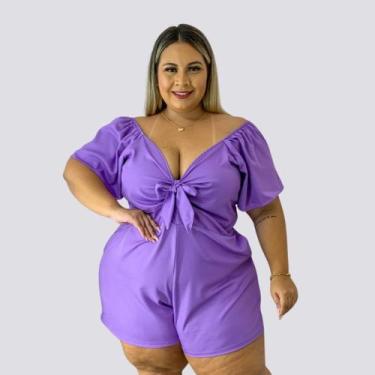 Imagem de Macaquinho Plus Size Roupas Femininas GG 2027 - Bellucy Modas, Lilás, 