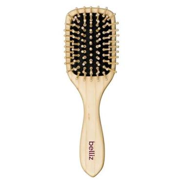 Imagem de Escova De Cabelo Belliz Wood Madeira Retangular 441