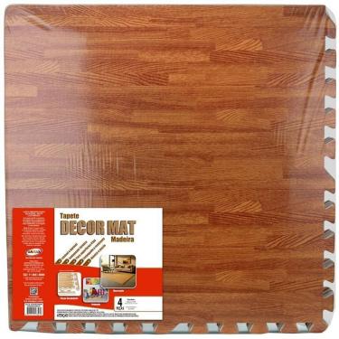 Imagem de Tatame EVA Estampa Madeira 4 Placas 60x60x1cm Proteção Contra Impactos Leve e Fácil de Limpar Evamax