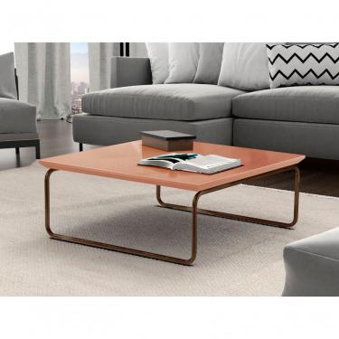 Imagem de Mesa de Centro Kairos Quadrada MDF Metal Pintado 70CM Coral Lar Flex Móveis