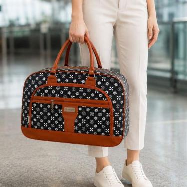 Imagem de Bolsa Sacola Bagagem Mala Couro De Viagem Com Alça Estampada - Genéric
