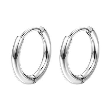 Imagem de Brincos De Argola Pequenos Prateados Para Mulheres E Homens, Aço Inoxi