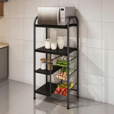 Imagem de Fruteira de Cozinha em Aço com 3 Cestos Removíveis Camila 136cm Prata 