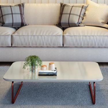 Imagem de Mesa de Centro Retangular MDF 90cm Roma Branco Rose/Off White - PAONAN