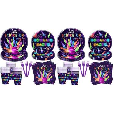 Imagem de Conjunto de Louça Descartável Tema Bola de Boliche YJRJSC 48 Peças