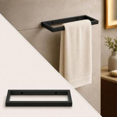 Imagem de Toalheiro Rosto Banheiro Estilo Industrial 30cm Preto Fosco - NoBrand,