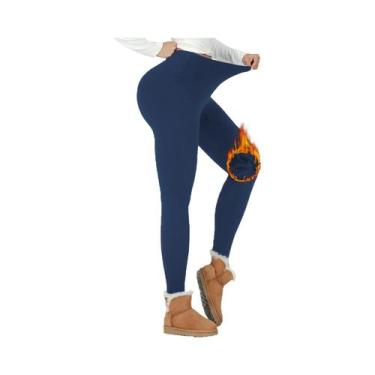 Imagem de Leggings Térmicas Femininas De Cintura Alta Forradas Com Fleece, Calça