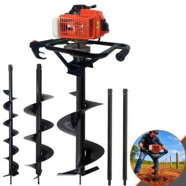 Imagem de Perfurador de Solo DPS623M 3HP 62cc com Sistema Easy Start Laranja DURATORK 3 Brocas 2 Extensões 60cm
