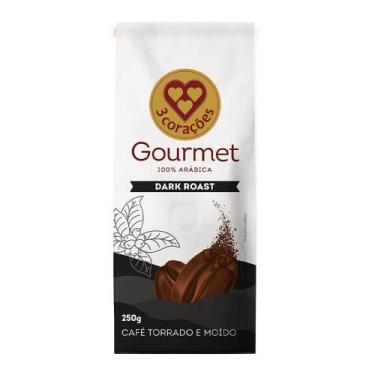 Imagem de Café Torrado e Moído Dark Roast Gourmet 3 Corações Pacote 250g, 250g