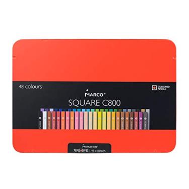 Imagem de lápis de cor de óleo vermelho, lápis de cor com haste quadrada de 48 cores