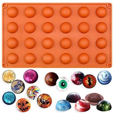 Imagem de (Hemisphere Mini 24 Cavites) - Semi Sphere Half Round Silicone Bakeware Mould Cookie Chocolate teacake Fondant tray