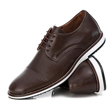 Imagem de Sapato Oxford Casual Masculino Brogue Premium Couro Confort Andora Cor:Bege;Tamanho:40