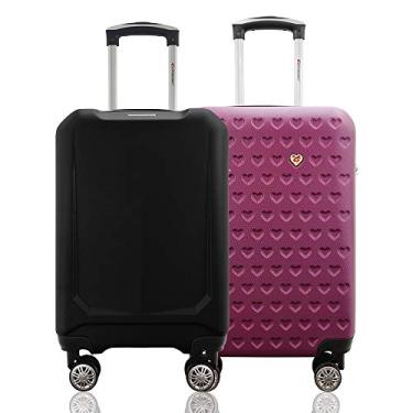 Imagem de Kit Duas Malas De Bordo Rígidas 360º - Gladiador A6C1 (Preto e Vinho)