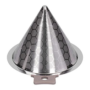 Imagem de Coador de cone, filtro de chá de café de aço inoxidável com alça de silicone não escaldante para flitar café em pó filtro de chá filtro de suco em pó