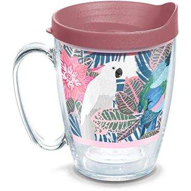 Imagem de Tervis Colagem de pássaros tropicais feito nos EUA, copo isolado de parede dupla, caneca de 473 ml, transparente