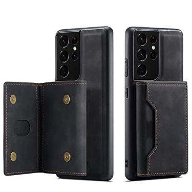 Imagem de Carteira magnética de couro de luxo flip case para Samsung Galaxy A52 A72 S21 S20 FE Note20 Ultra Plus A12 A32 A22 A42 A21 A02 A03 S A51 A71, Preto, Para Galaxy A52 4G 5G