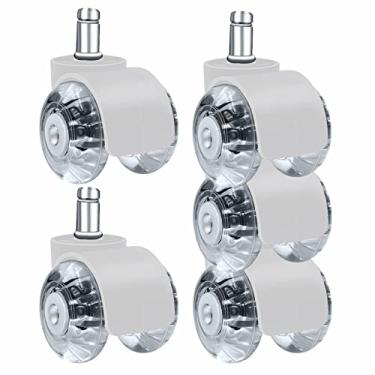 Imagem de shamjina Conjunto de rodízios de cadeira de escritório resistente conjunto de 5 rodízios de cadeira de substituição sem ruído para proteção de piso de, Branco B