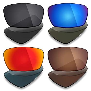 Imagem de Mryok 4 pares de lentes polarizadas de substituição para óculos de sol Oakley Square Whisker – preto furtivo/vermelho/azul gelo/marrom bronze
