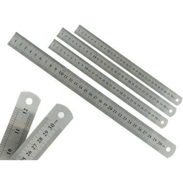 Imagem de Kit 4 Réguas Metal Leve Aço Inoxidável 30cm