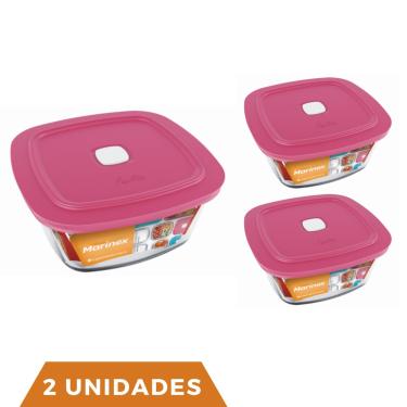 Imagem de 2 Potes de Vidro Facilita Quadrado 300ml Marinex Nadir