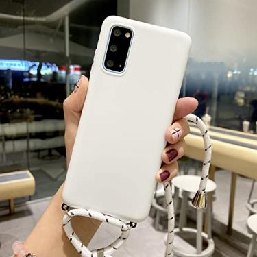 Imagem de Estojo macio com alça transversal para Samsung Galaxy A51 A71 A50 A70 A31 A40 A10 A81 A91 A20 A30 M31 A21S Candy Color, Branco, Para M30 ou A40S