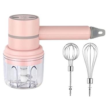 Imagem de Mini Batedeira Processador Elétrica Sem fio de Mão aço inoxidável Batedor Bolo Ovo Creme Misturador Automático