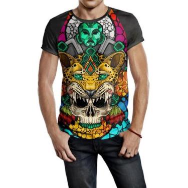 Imagem de Camiseta Raglan Masculina Caveira Jaguar Ref:293 - Smoke
