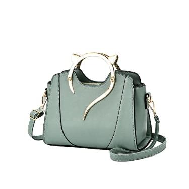 Imagem de Bolsa transversal feminina com alça superior bolsa de couro moderna bonita bolsa de ombro, Verde