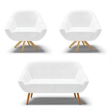 Imagem de Kit 01 Namoradeira E 02 Poltronas Giratória Corano Branco