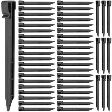 Imagem de TAIJEUK Pacote com 50 estacas de afiação de paisagem de 25 cm, estacas de plástico para solo afiação de gramado para jardim estacas de ancoragem para tábua de terraço, jardim, tendas, preto