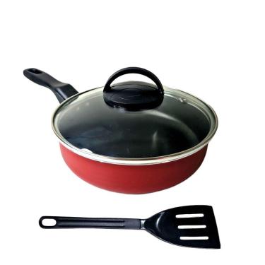 Imagem de Frigideira Alta Funda 18 Cm Antiaderente C/ Tampa Vidro