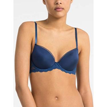 Imagem de Calvin Klein Sutiã feminino sedutor confortável com renda Demi Lift Multiway, Lyria Blue, 36DDD