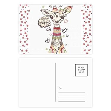 Imagem de Girafa desenho animado animal colorido Natal flor celebração cartão postal bênção postal