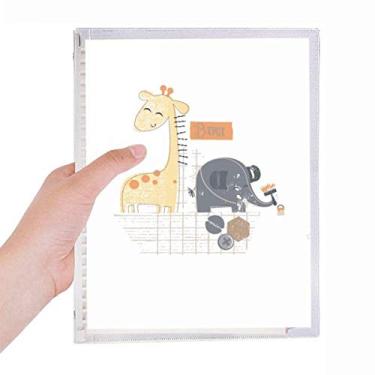Imagem de Caderno marrom com estampa de girafa, elefante e animal, folha solta, recarregável, diário de papelaria