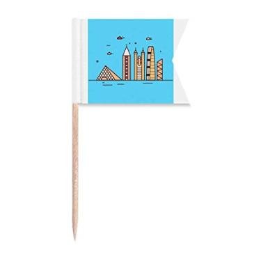 Imagem de Bandeiras de palito de dente de animação Commerce City Central para marcação de rotulagem para bolo de festa, prato de queijo