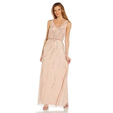 Imagem de Adrianna Papell Vestido Blouson feminino com contas, Blush, 44